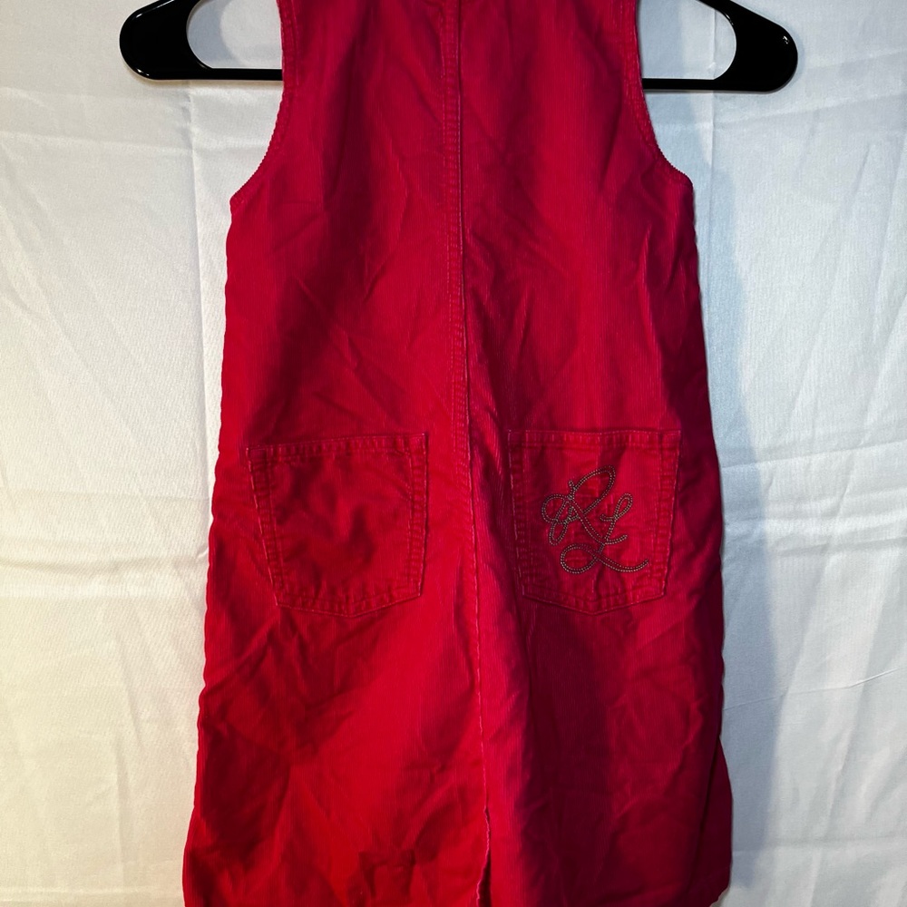 Ralph Lauren Girls Pink Corduroy Sleeveless Dress Size 6 Embroidered Pockets - Picture 3 of 5